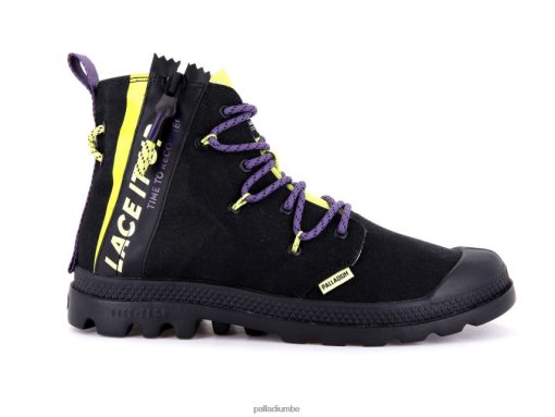 Palladium Belgique | Palladium pampa lite dentelle noir/tilleul sauvage unisexe bottes 8R08HN41